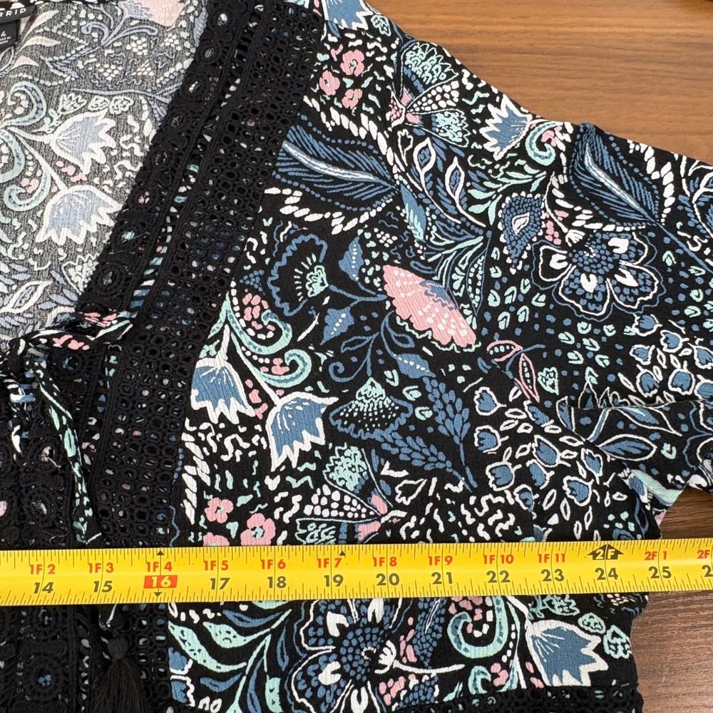 Torrid Womens Plus Size 4 Floral Paisley Crochet Lace Babydoll Tunic Top Black - Picture 10 of 14
